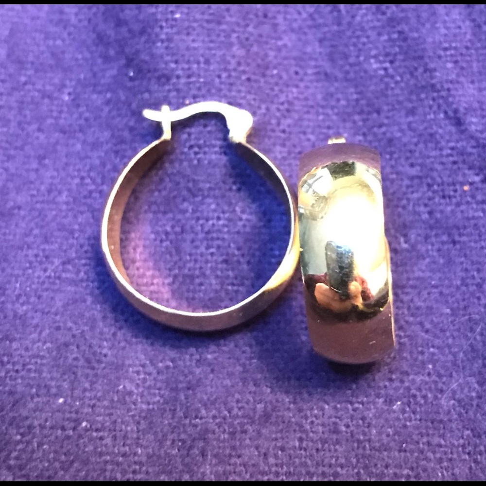 14K Solid Gold Wide Hoop Earrings